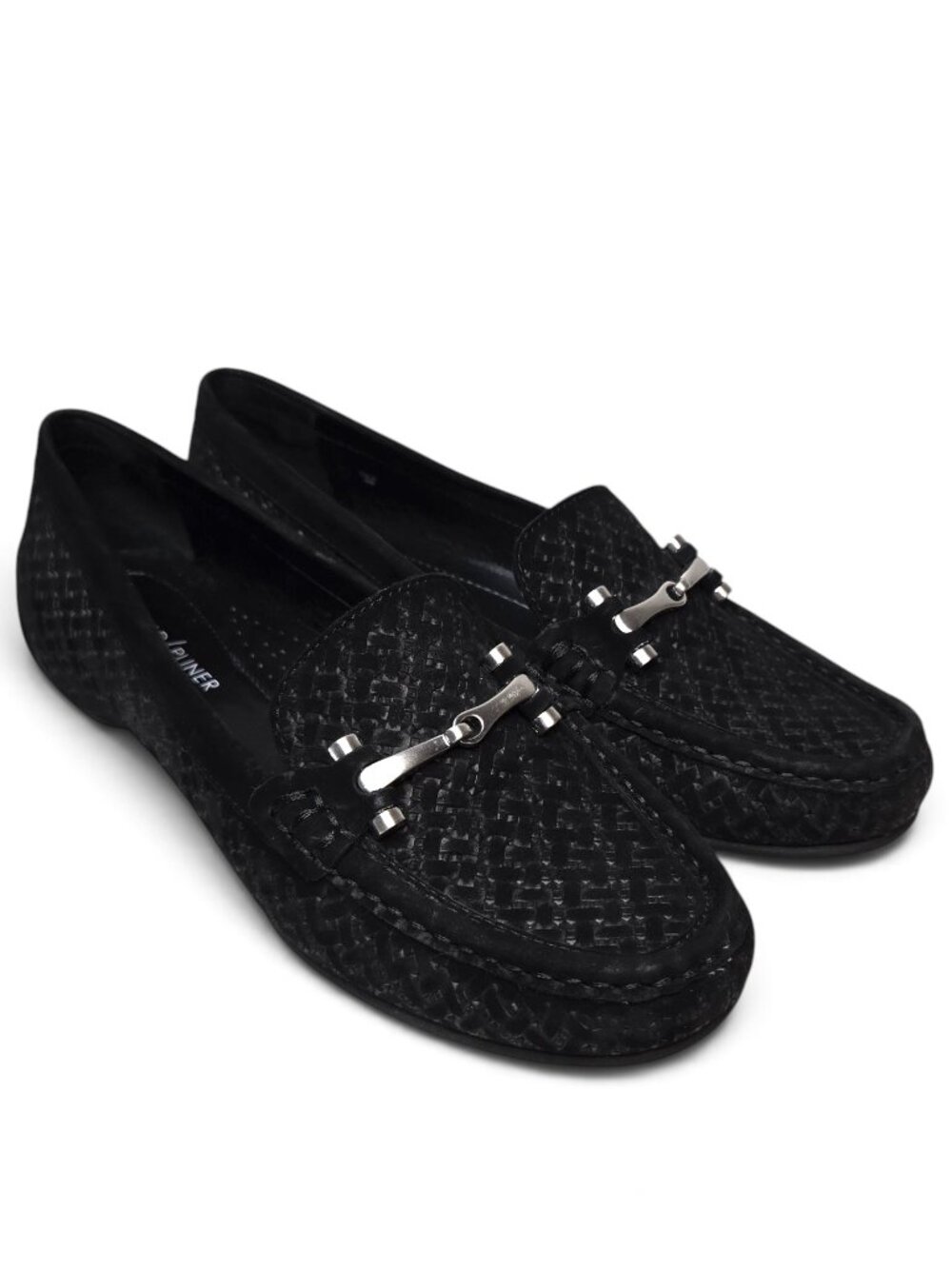 Donald J Pliner Filo Suede Loafers Womens Black Woven Suede Brushed Horsebit 6M